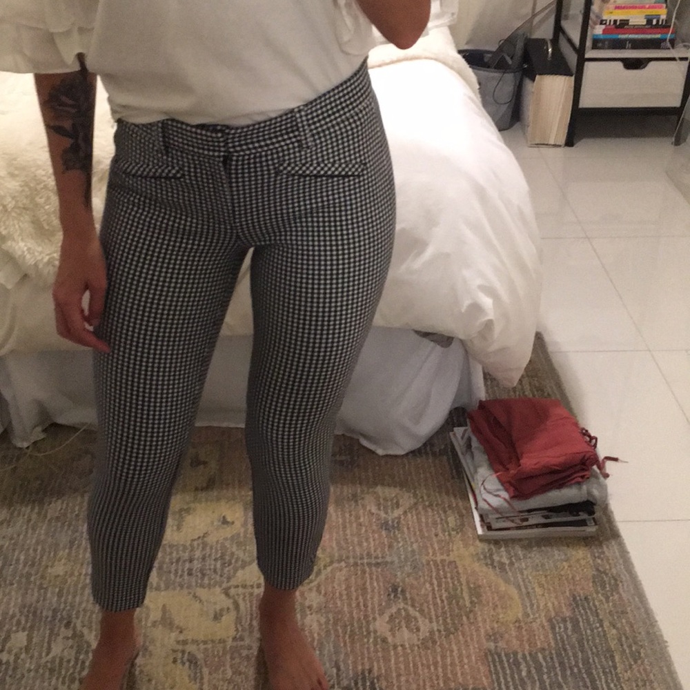 Gingham plaid skinny ankle pants